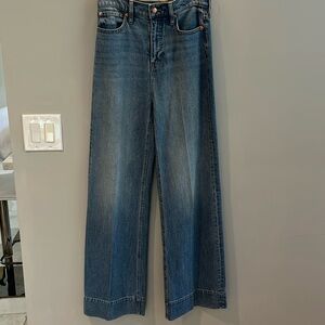 J Crew high rise Wide Leg Trouser jeans in medium wash. Size 27 waist 32”inseam